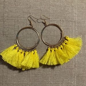 Vibrant yellow boho tassel NWOT earrings